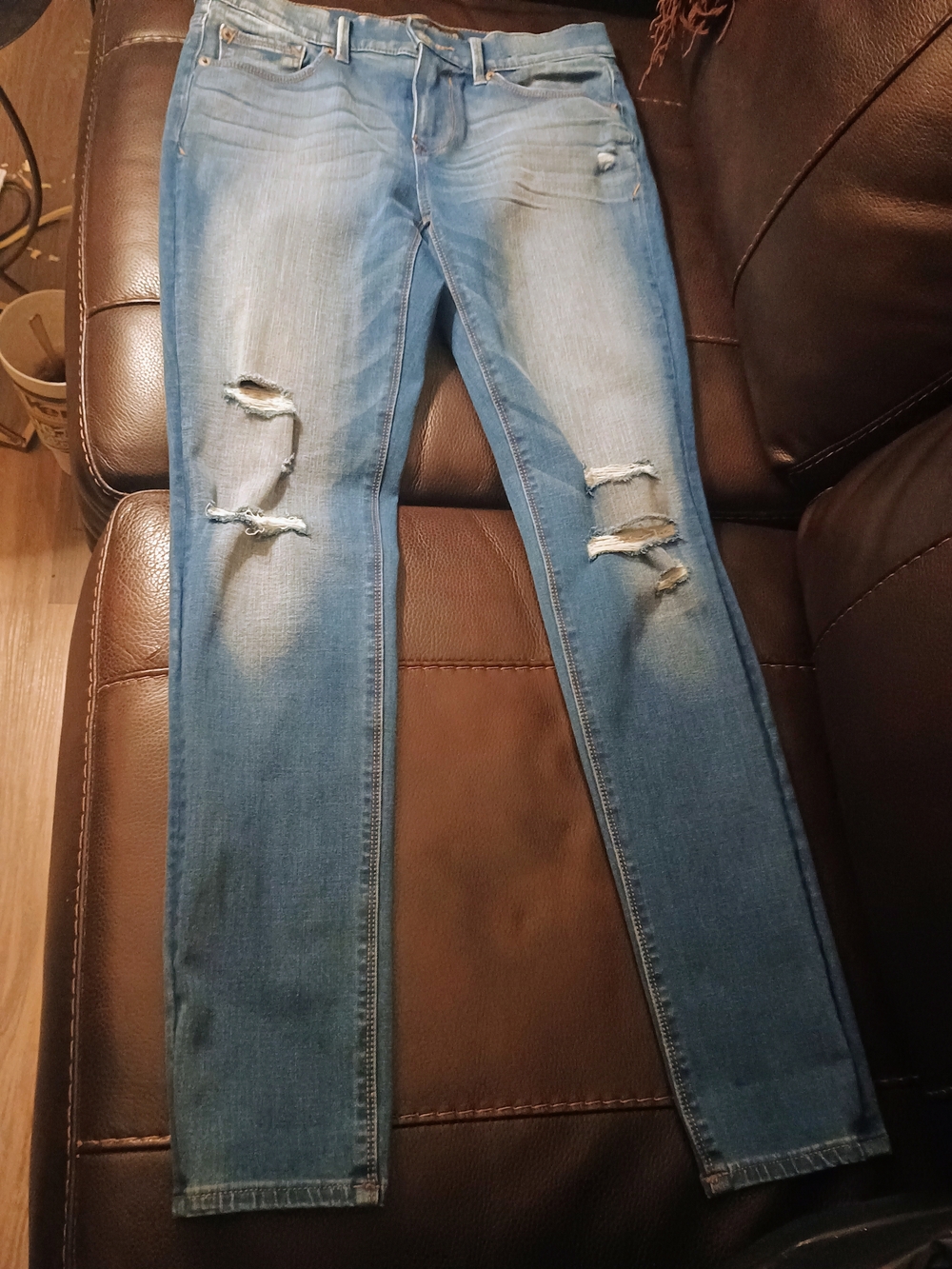 Express Light Blue Distressed Skinny Jeans